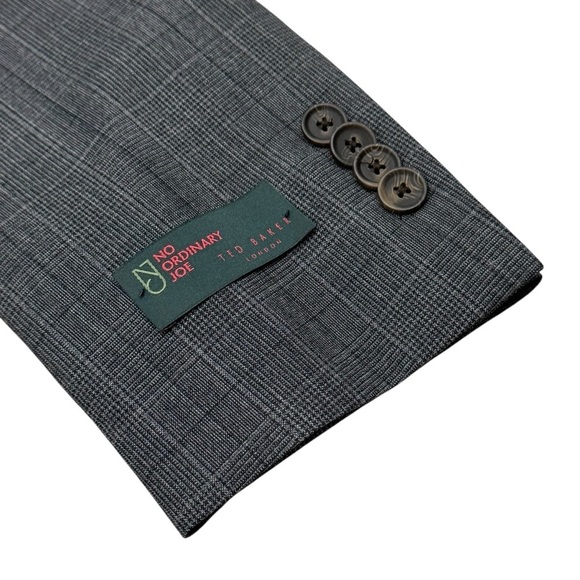 Ted Baker London No Ordinary Joe Jake Wool Suit Grey Black Glen Check 40REG 34W - Picture 7 of 16